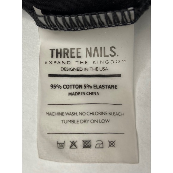 Three Nails Black Crop Top XS Christian Graphic Tee Womens Activewear Shirt - Picture 4 of 10